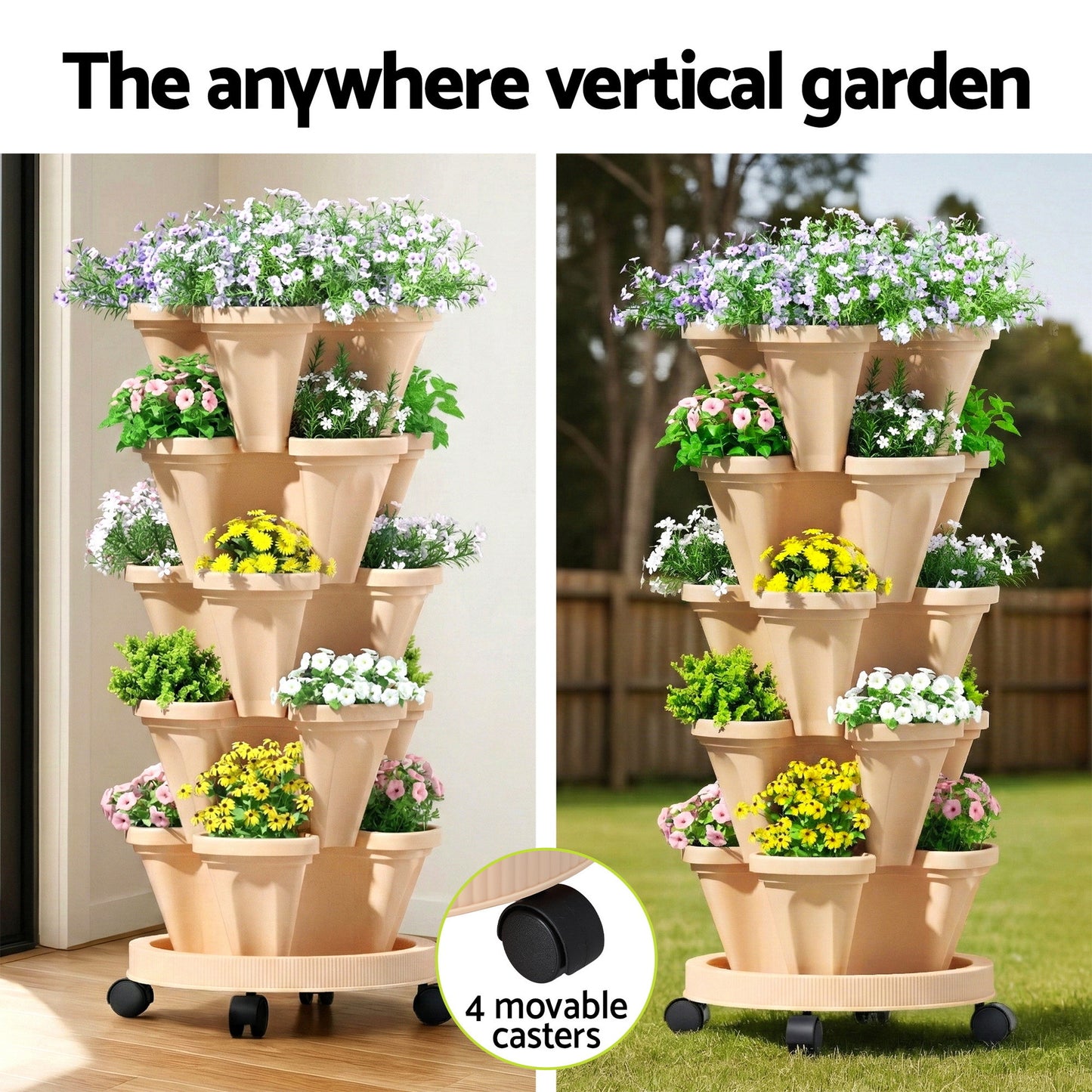 Green Fingers 5-Pot Stackable Planter | Beige