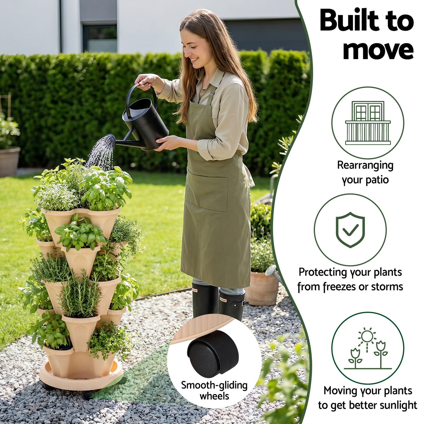 Green Fingers 5-Pot Stackable Planter | Beige
