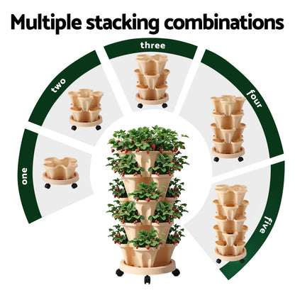 Green Fingers 5-Pot Stackable Planter | Beige