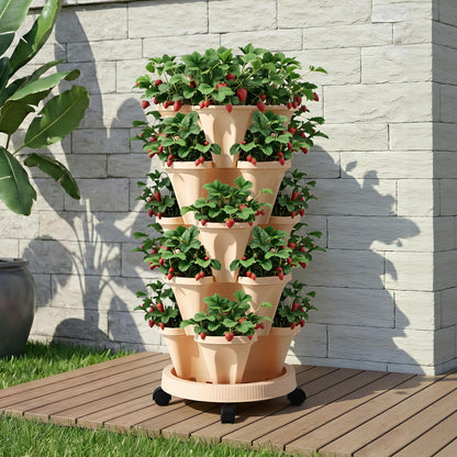Green Fingers 5-Pot Stackable Planter | Beige