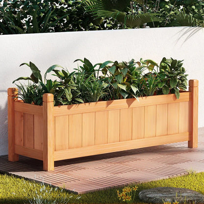 Green Fingers Garden Bed 90x30x33cm Wooden Planter Box Raised Container Growing - Stacks Warehouse