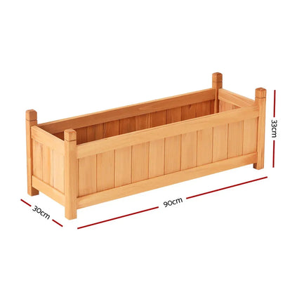 Green Fingers Garden Bed 90x30x33cm Wooden Planter Box Raised Container Growing - Stacks Warehouse