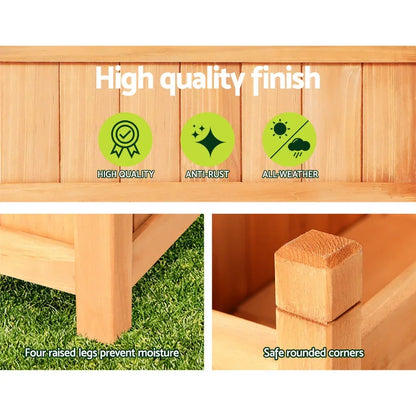 Green Fingers Garden Bed 90x30x33cm Wooden Planter Box Raised Container Growing - Stacks Warehouse