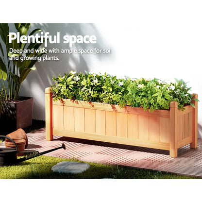 Green Fingers Garden Bed 90x30x33cm Wooden Planter Box Raised Container Growing - Stacks Warehouse