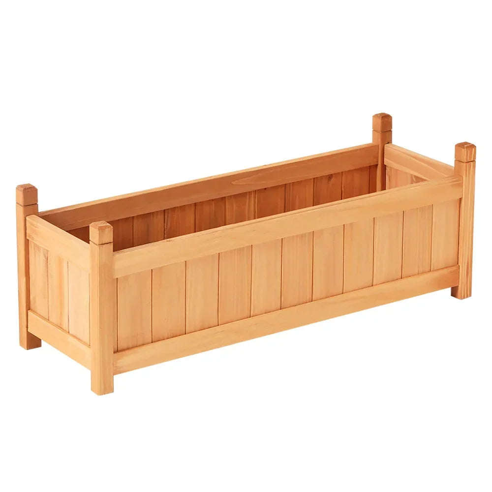 Green Fingers Garden Bed 90x30x33cm Wooden Planter Box Raised Container Growing - Stacks Warehouse
