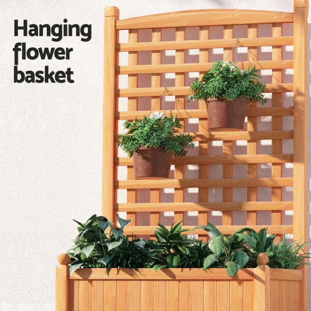 Green Fingers 2X Garden Bed Wooden 64x35x115cm Planter Raised Box Container Trellis