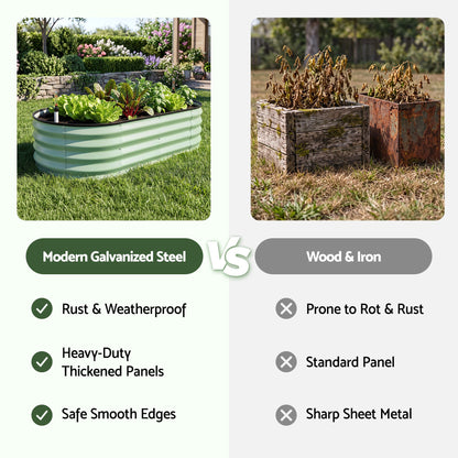 Heavy-duty galvanised steel garden bed that resists rust and weather