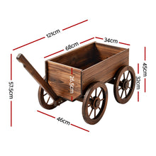 Gardeon Wooden Planter Cart XL Fir Wood Plant Stand Wagon Wheels