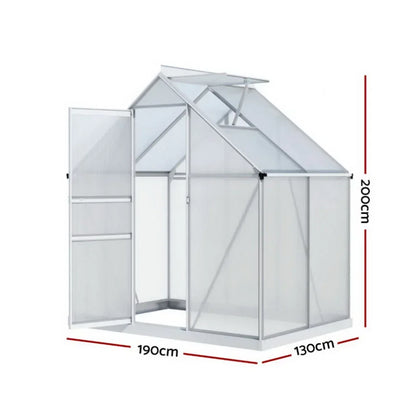 Green Fingers Greenhouse Aluminium Polycarbonate Premium Garden Storage Shed 1.3Mx1.9Mx2.0M - Stacks Warehouse