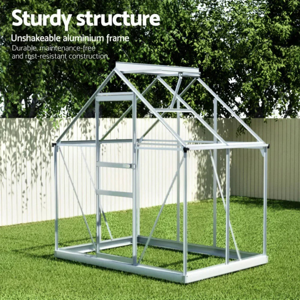 Green Fingers Greenhouse Aluminium Polycarbonate Premium Garden Storage Shed 1.3Mx1.9Mx2.0M - Stacks Warehouse