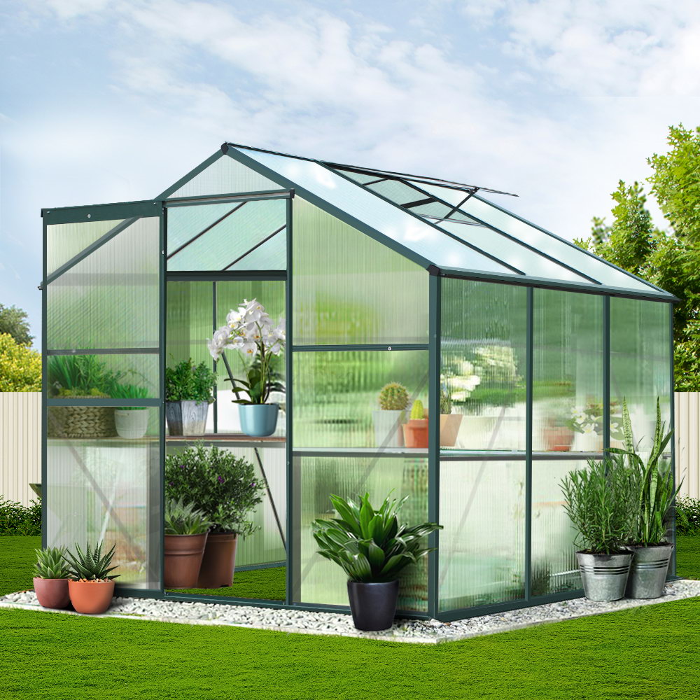Green Fingers aluminium polycarbonate greenhouse, 3.61 square metre footprint