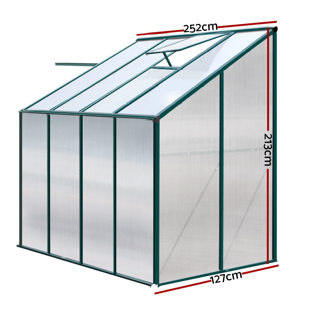 Green Fingers lean-to greenhouse against a wall, 4mm polycarbonate panels
