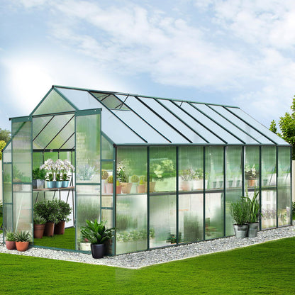 Green Fingers 5.1m aluminium greenhouse, 12.44 square metre footprint