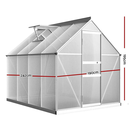 Green Fingers aluminium greenhouse 2.42 x 1.9 x 1.95m, Stacks Warehouse AU