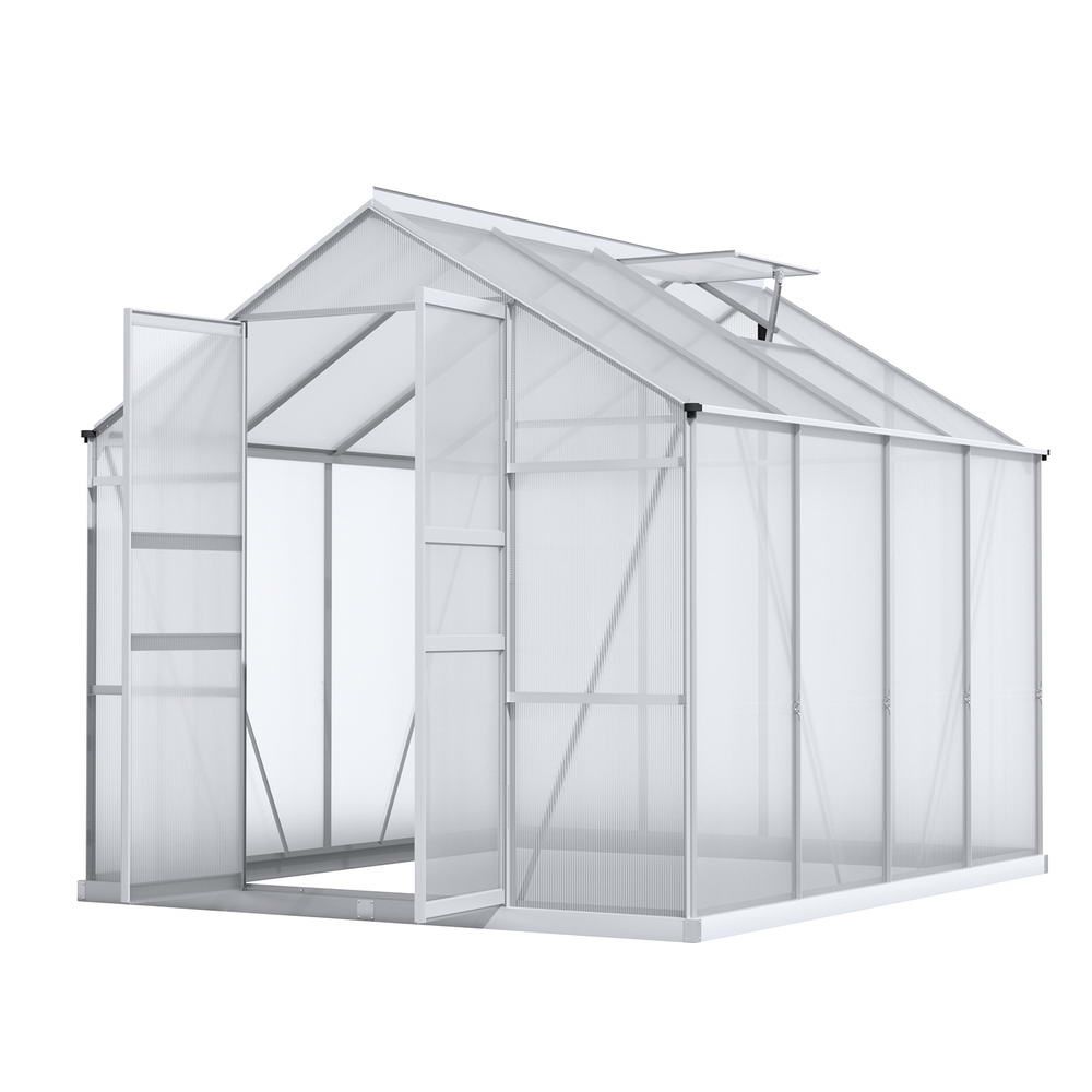 Green Fingers aluminium greenhouse double doors 2.42 x 2.5 x 2.26m, Stacks Warehouse AU