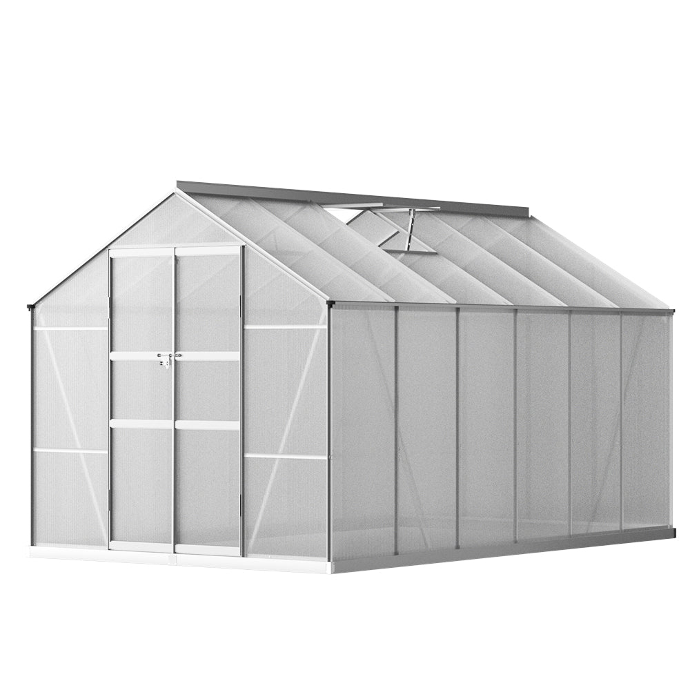 Green Fingers aluminium greenhouse double doors 3.08 x 2.5 x 2.26m, Stacks Warehouse AU
