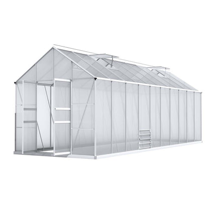 Green Fingers aluminium greenhouse double doors 6.03 x 2.44 x 2.68m, Stacks Warehouse AU