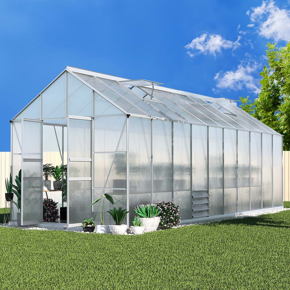Green Fingers 6m aluminium greenhouse, 14.71 square metre footprint