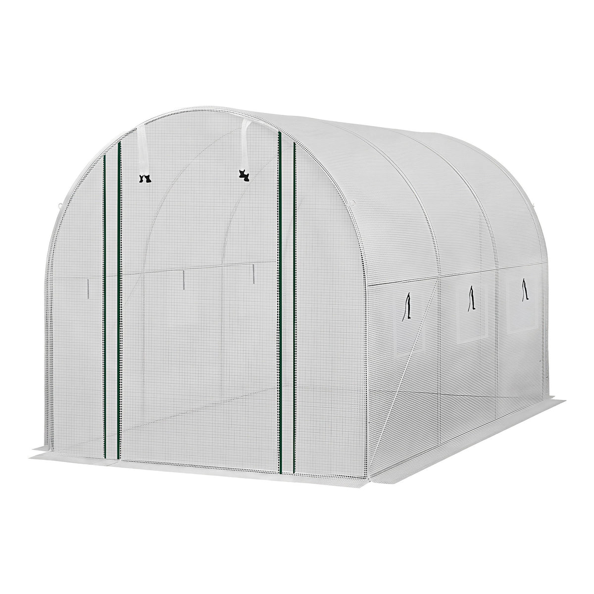 Green Fingers tunnel greenhouse six mesh windows for airflow