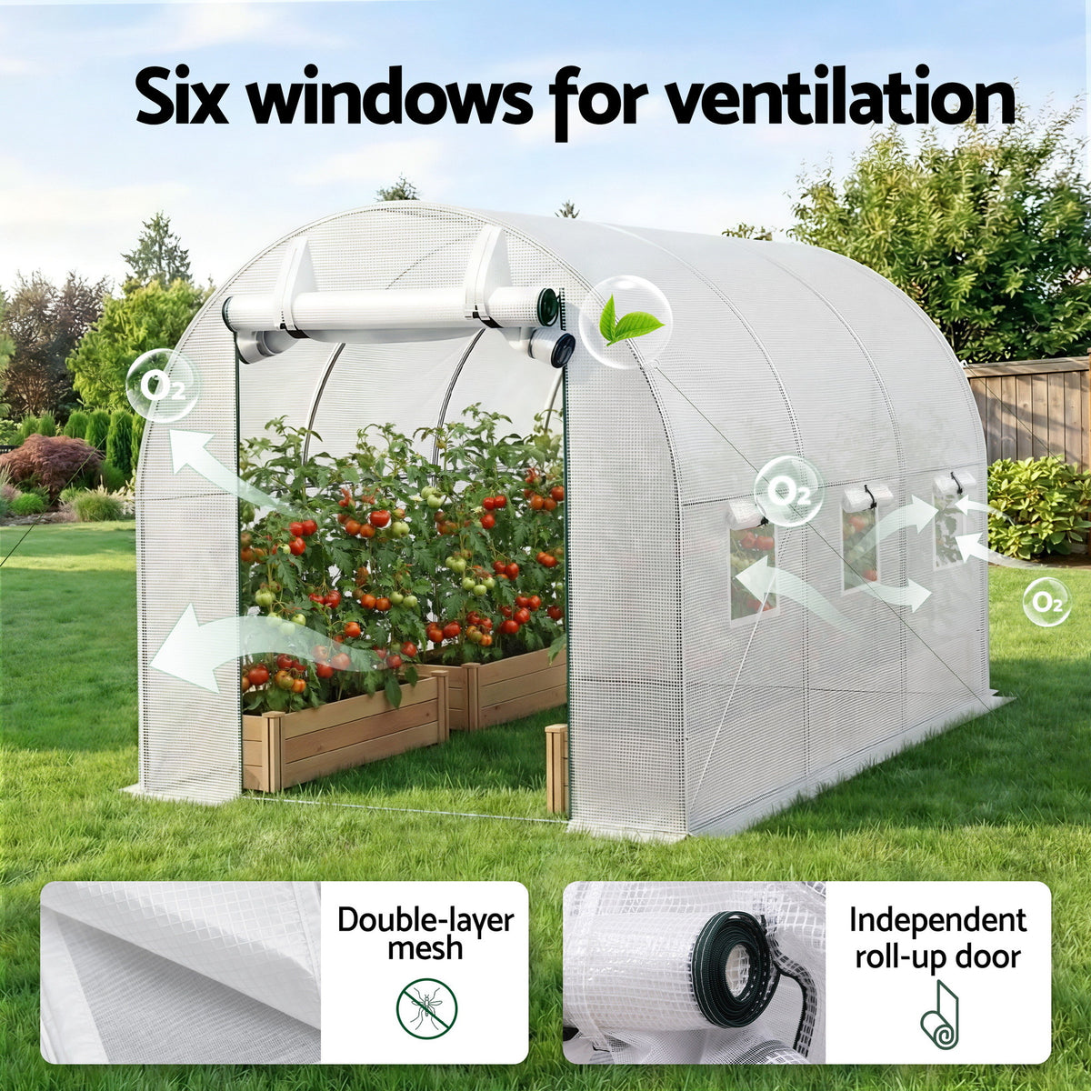Green Fingers 3 x 2 x 2m walk-in tunnel greenhouse, tool-free assembly