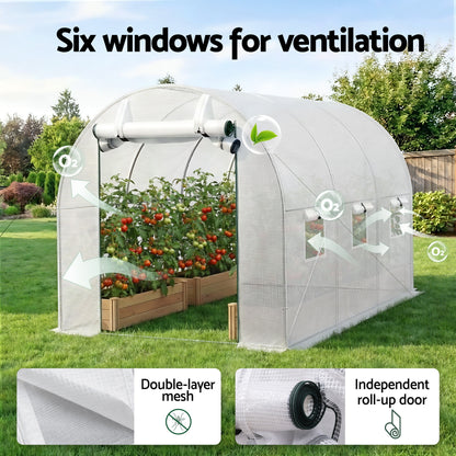 Green Fingers 3 x 2 x 2m walk-in tunnel greenhouse, tool-free assembly