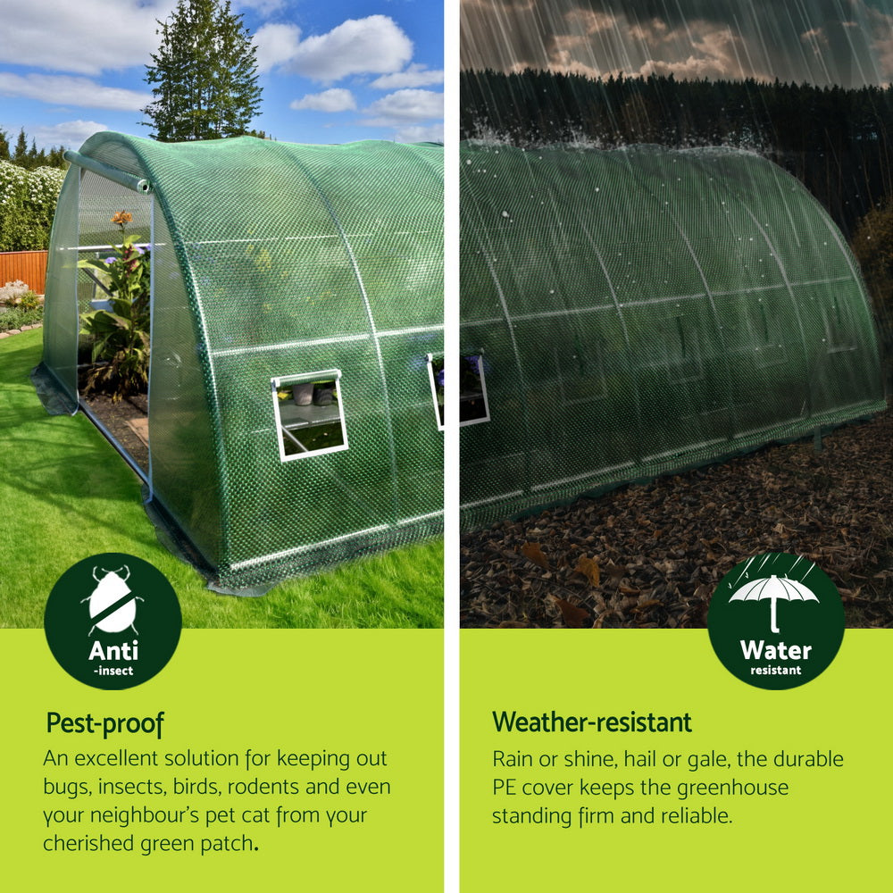 Green Fingers tunnel greenhouse ventilation windows with insect screens
