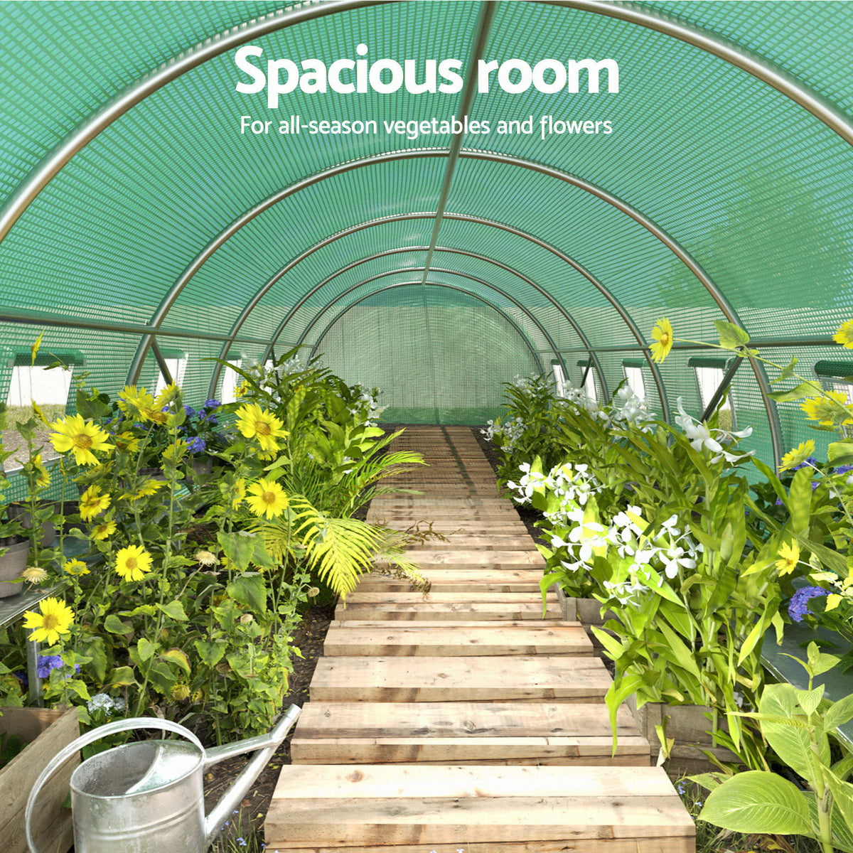 Green Fingers tunnel greenhouse 12 ventilation windows with insect screens