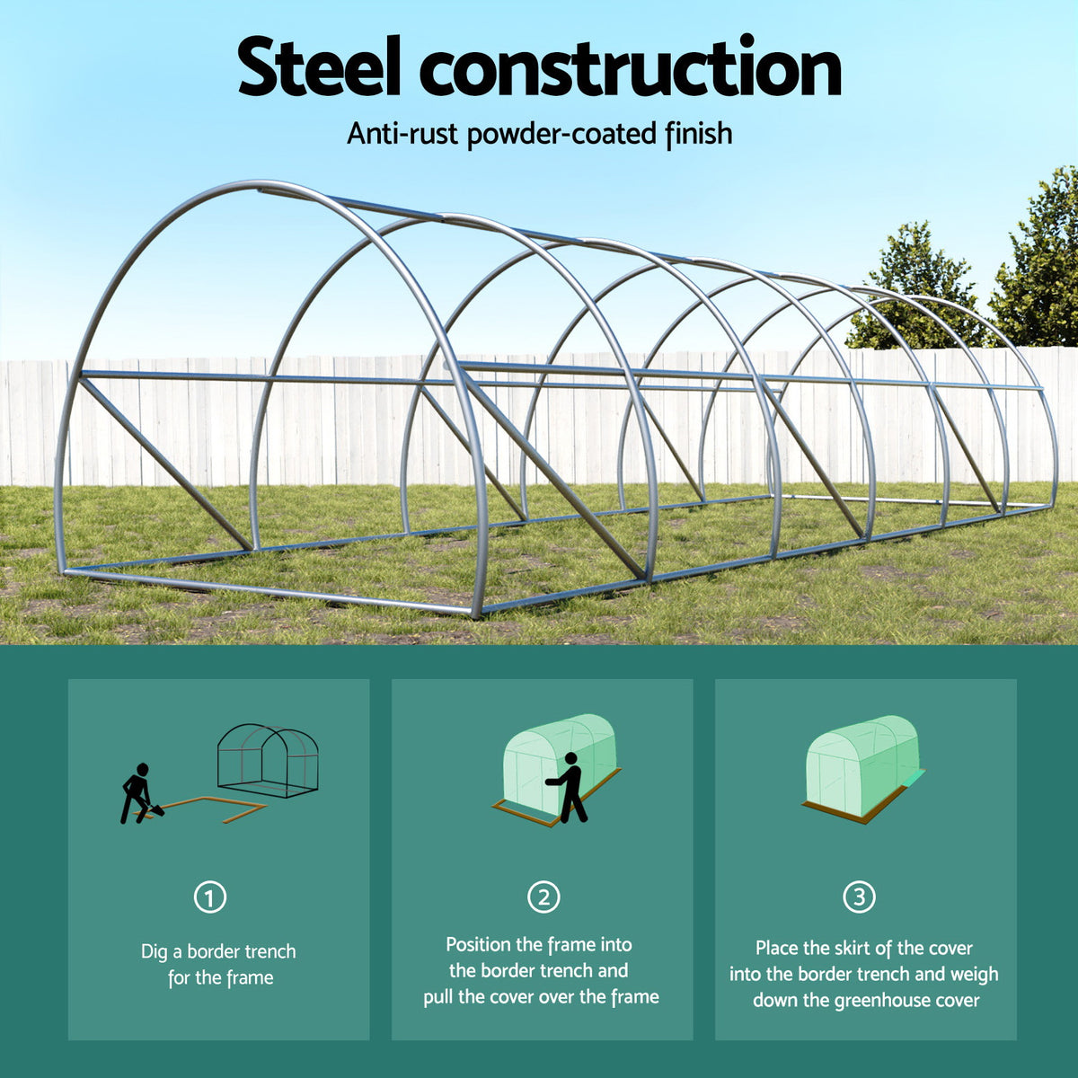 Green Fingers tunnel greenhouse 140gsm UV-resistant PE mesh cover