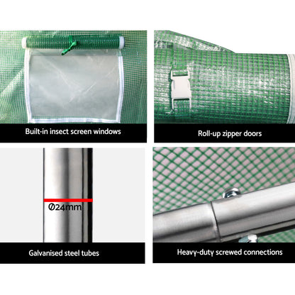 Green Fingers tunnel greenhouse strap design for tool-free assembly