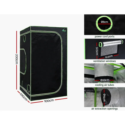 Green Fingers Grow Tent Light Kit 100x100x200CM 2200W LED Full Spectrum - Stacks Warehouse