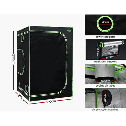 Green Fingers Grow Tent Light Kit 150x150x200CM 2200W LED Full Spectrum - Stacks Warehouse