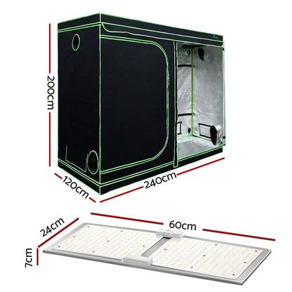 Green Fingers Grow Tent Light Kit 240x120x200CM 2200W LED Full Spectrum - Stacks Warehouse
