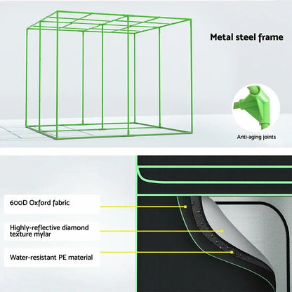 Green Fingers Grow Tent Kits 240x240x200cm Hydroponics Indoor Grow System Black - Flea Market