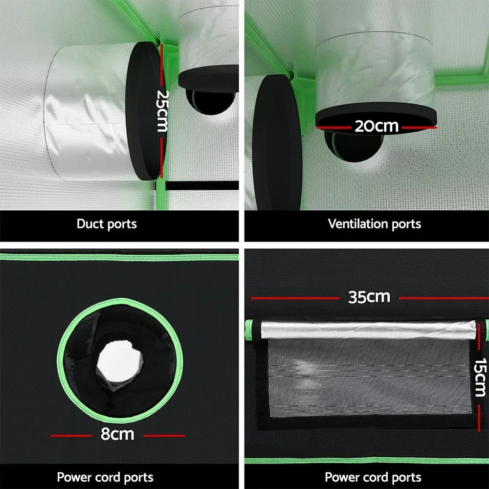 Green Fingers Grow Tent Kits 240x240x200cm Hydroponics Indoor Grow System Black - Flea Market