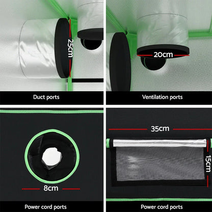 Green Fingers Grow Tent Kits 240x240x200cm Hydroponics Indoor Grow System Black - Flea Market