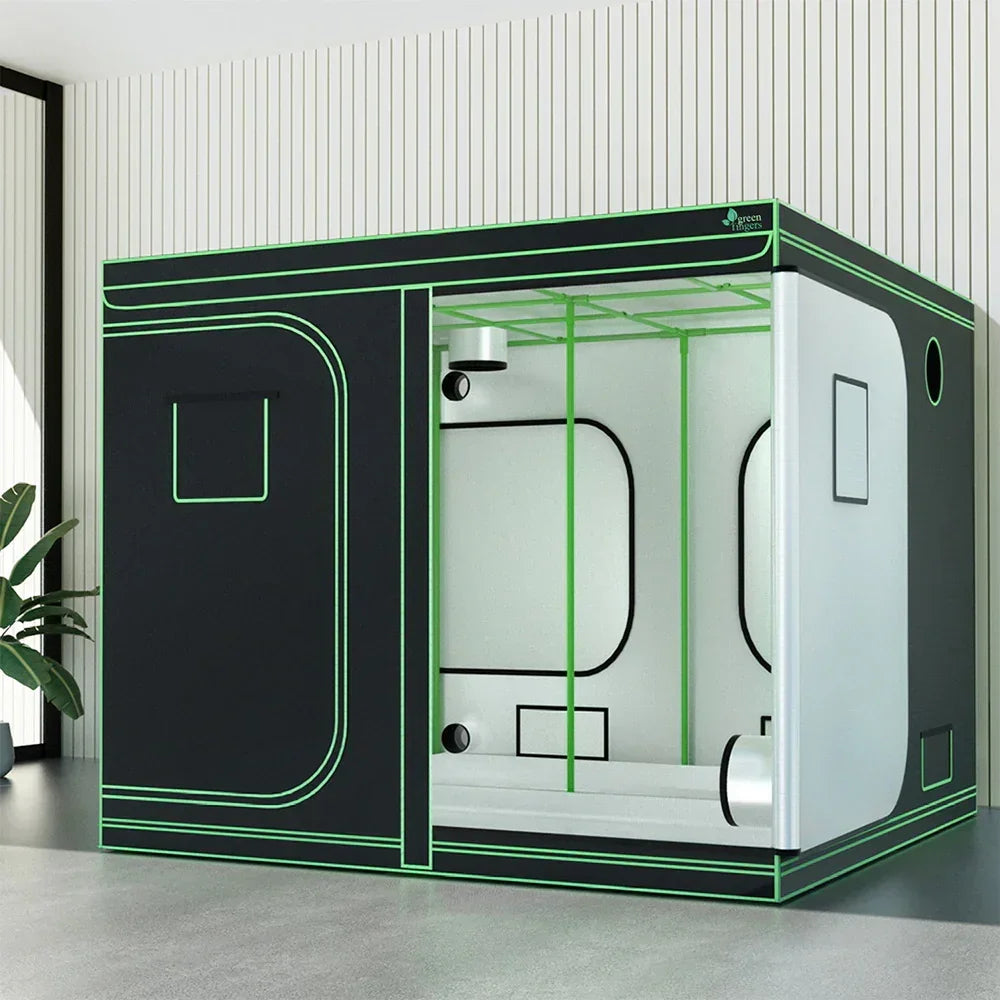 Green Fingers Grow Tent Kits 240x240x200cm Hydroponics Indoor Grow System Black - Flea Market