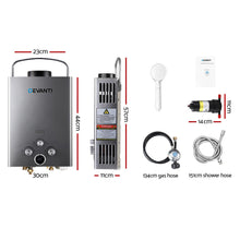 Devanti Portable LPG Gas Water Heater 360L/H Camping Shower 50°C Max 12V Pump Included Grey