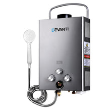 Devanti Portable LPG Gas Water Heater 360L/H Camping Shower LED Display Grey
