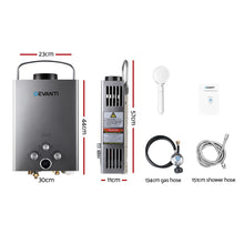 Devanti Portable LPG Gas Water Heater 360L/H Camping Shower LED Display Grey