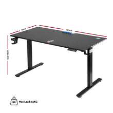 Adjustable height desk 140x70cm, 18mm thick, max load 65KG, ideal for home office setup