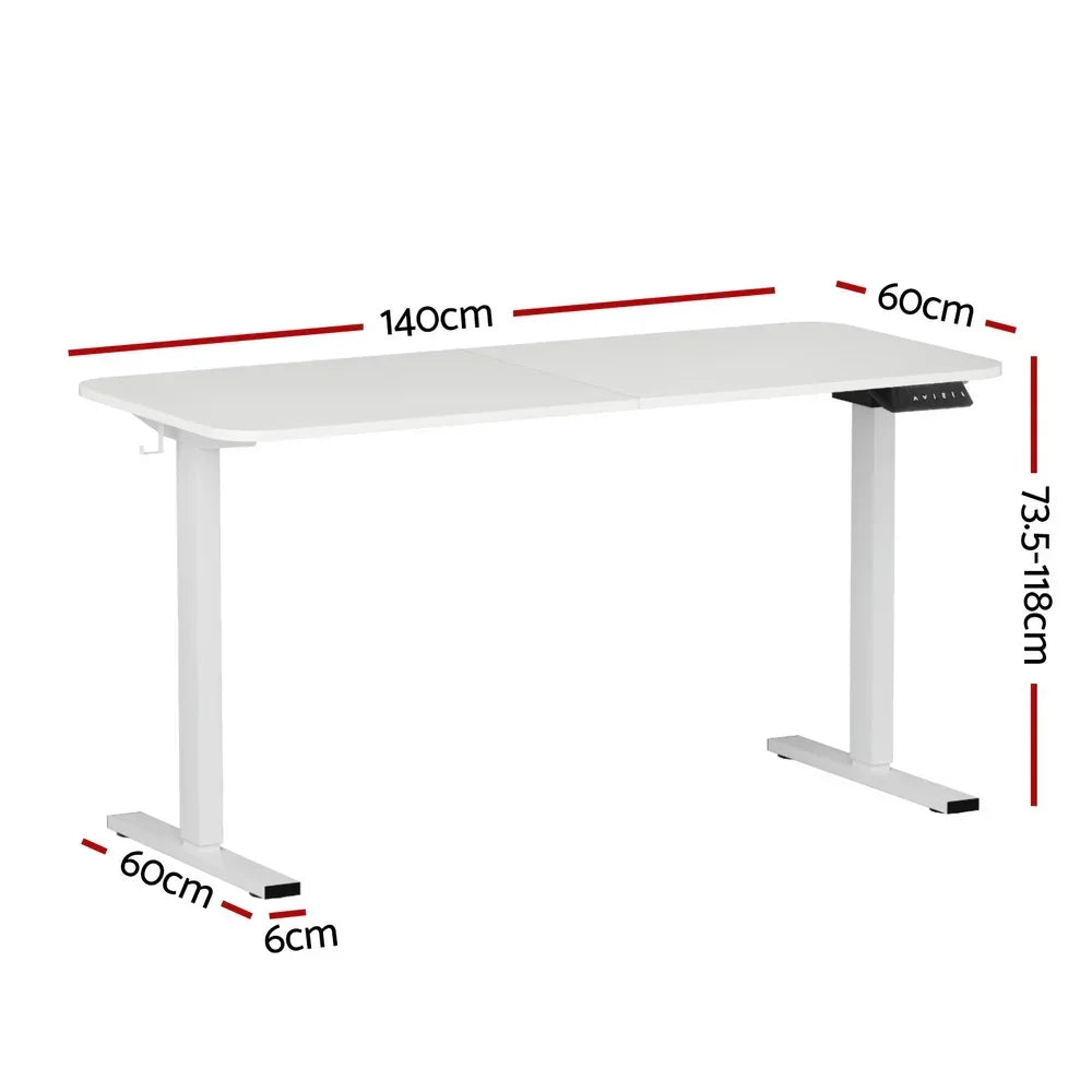 Artiss Electric 140cm Adjustable Standing Desk - White - Stacks Warehouse