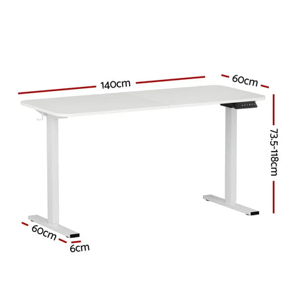 Artiss Electric 140cm Adjustable Standing Desk - White - Stacks Warehouse