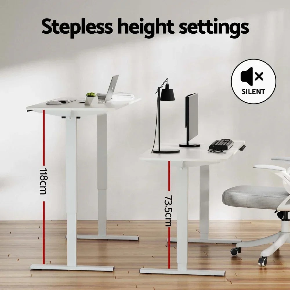 Artiss Electric 140cm Adjustable Standing Desk - White - Stacks Warehouse