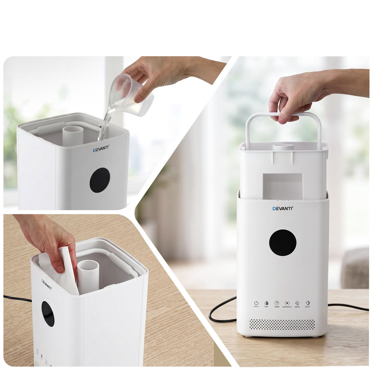 Devanti 3.5L Ultrasonic Humidifier and Air Purifier, White