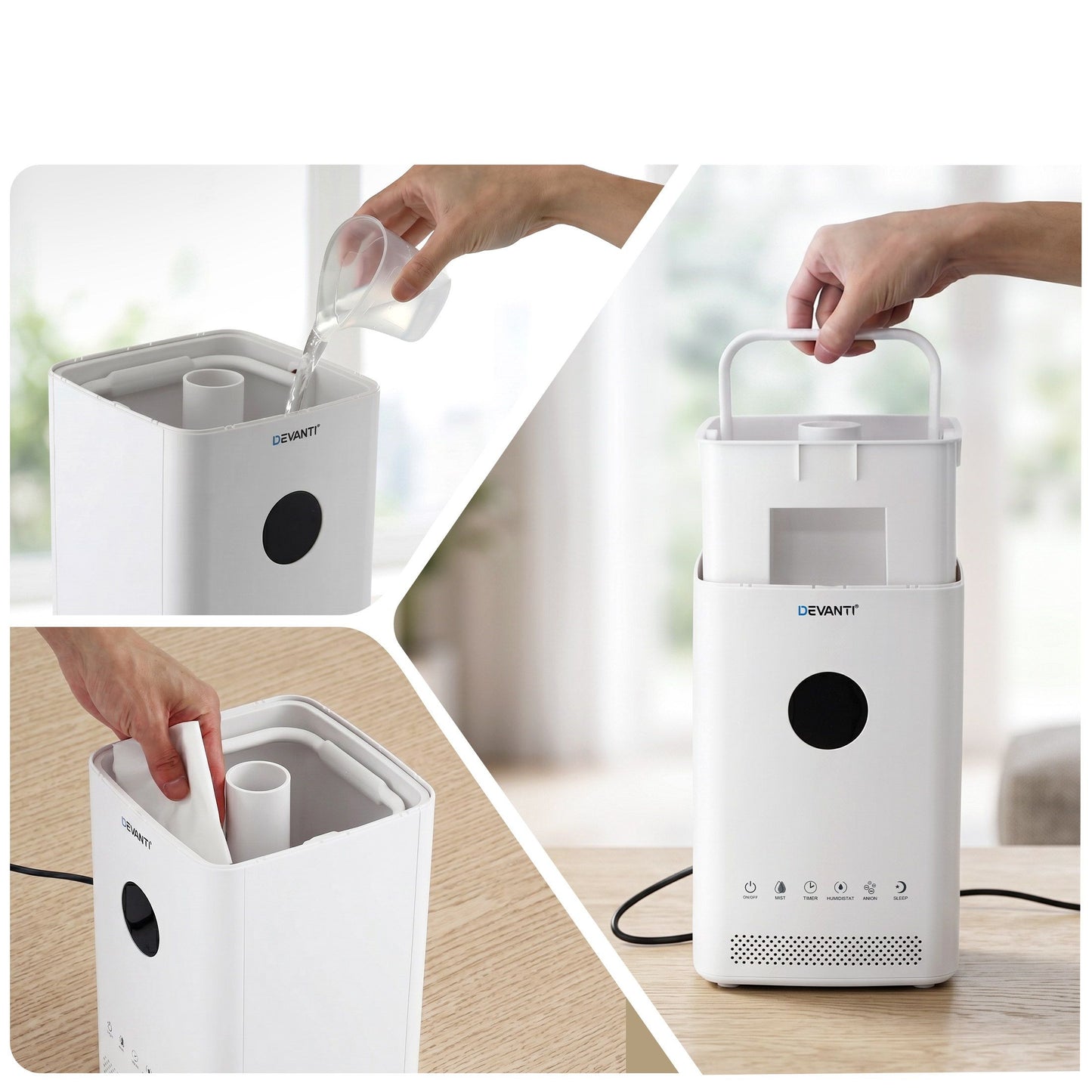 Devanti 3.5L Ultrasonic Humidifier and Air Purifier, White