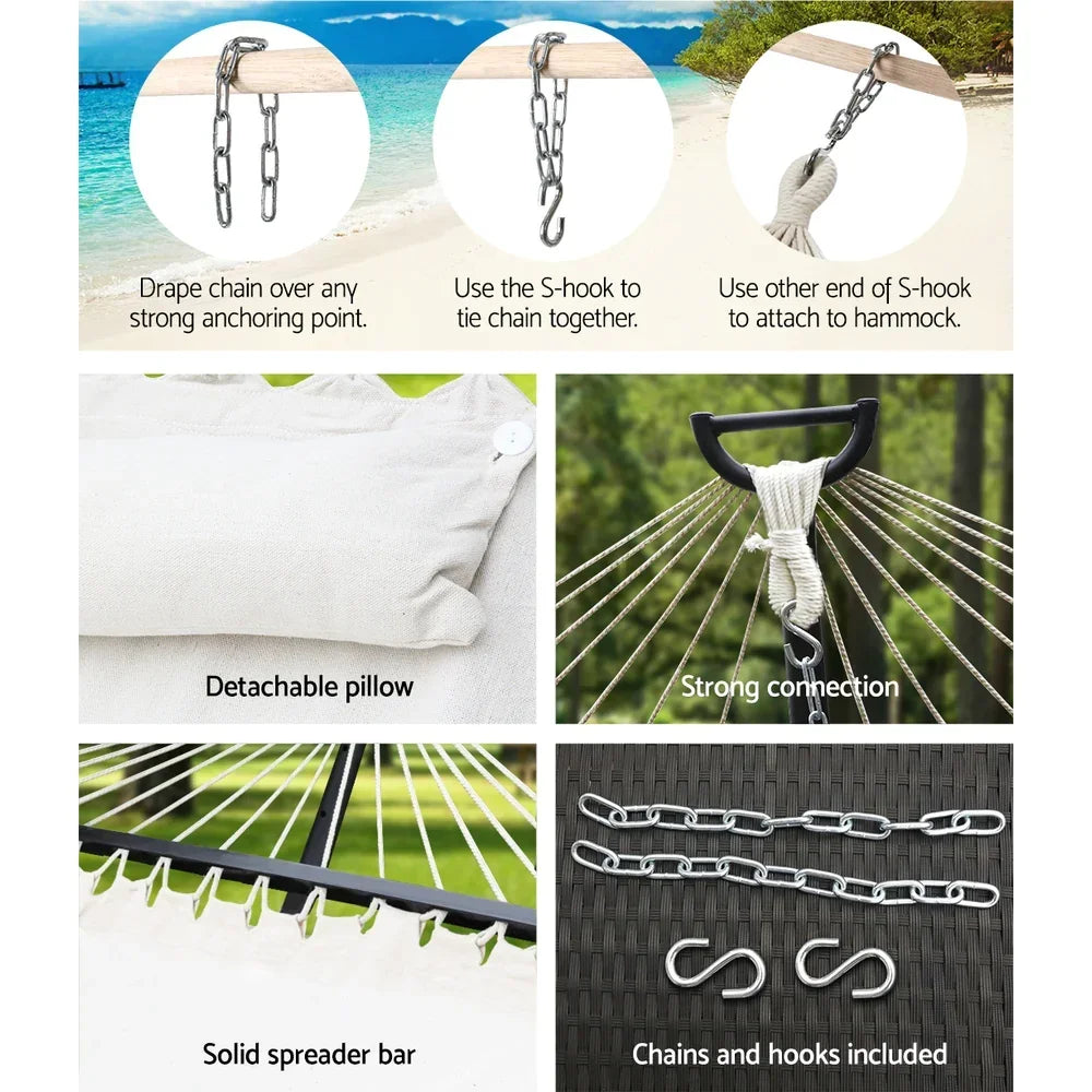Hammock Bed Outdoor Camping Portable Hanging Chair 2 Person Piillow - Stacks Warehouse