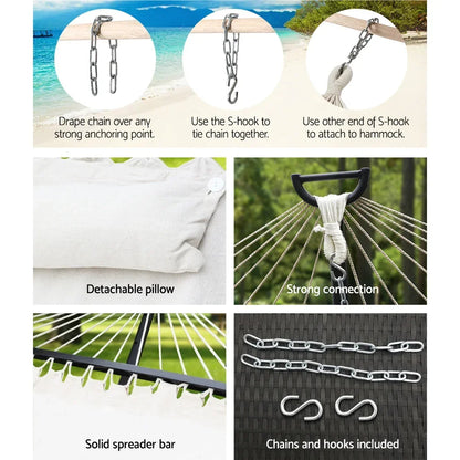 Hammock Bed Outdoor Camping Portable Hanging Chair 2 Person Piillow - Stacks Warehouse
