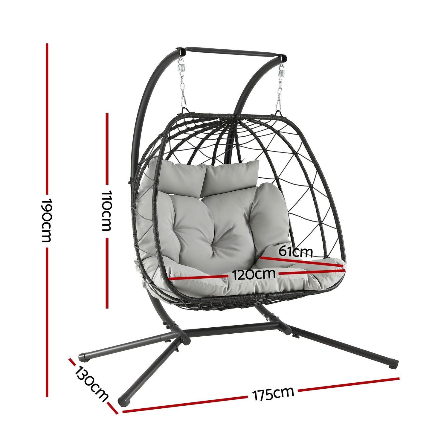 Gardeon 2 Seater Outdoor Swing Chair Dark Grey