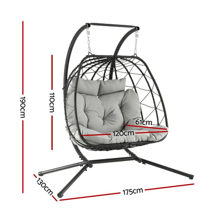 Gardeon 2 Seater Outdoor Swing Chair Dark Grey