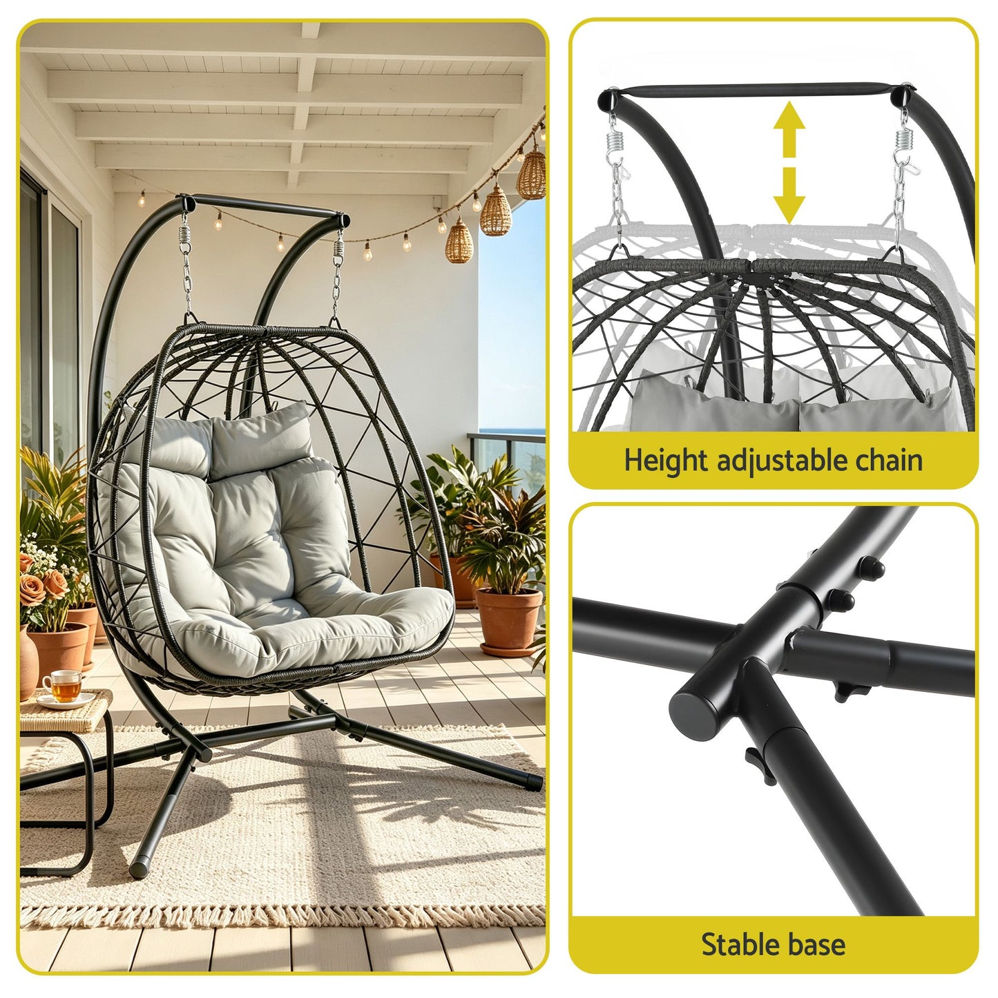 Gardeon 2 Seater Outdoor Swing Chair Dark Grey
